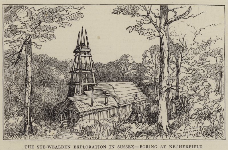 Eksploracja Sub-Wealden w Sussex, Nudna w Netherfield (grawerowanie) autorstwa English School