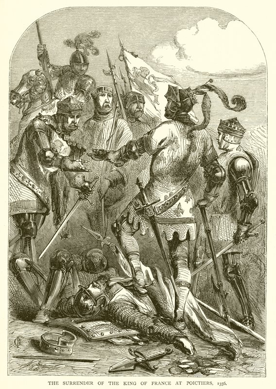 Poddanie się króla Francji w Poictiers, 1356 autorstwa English School
