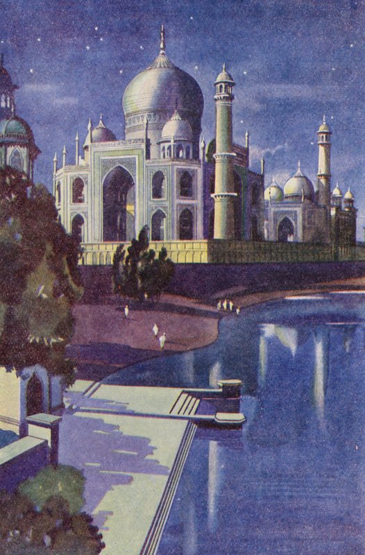 Taj Mahal (kolorowa litografia) autorstwa English School