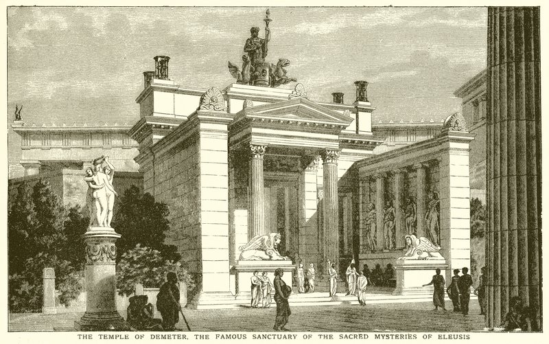 Świątynia Demeter, słynne sanktuarium świętych tajemnic Eleusis autorstwa English School
