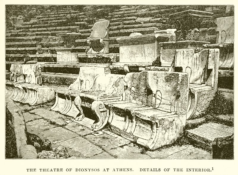 Teatr Dionizosa w Atenach. Szczegóły wnętrza autorstwa English School
