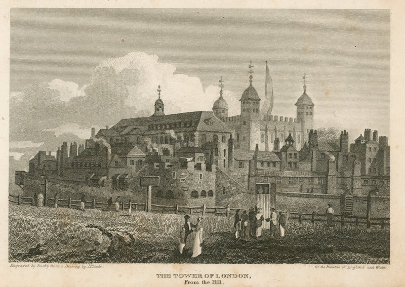 Tower of London ze wzgórza autorstwa English School