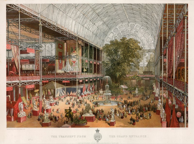 Transept od Wielkiego Wejscia, Wielka Wystawa, 1851 autorstwa English School