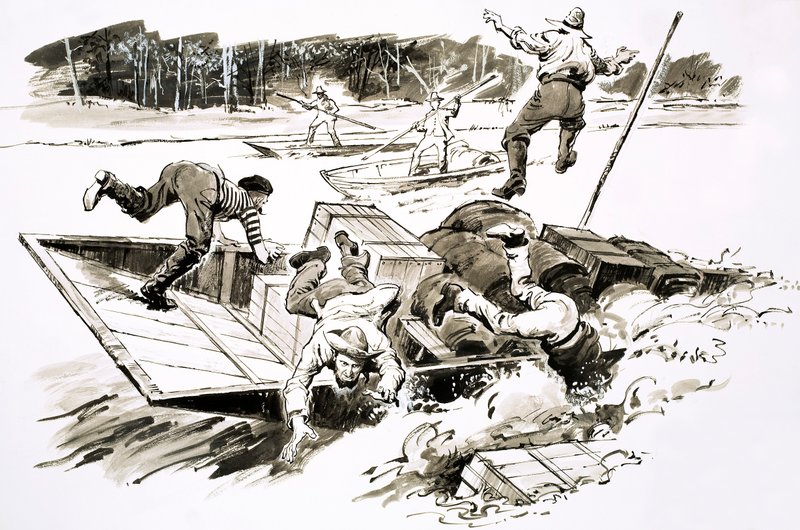 Poszukiwacze skarbów: Klondike Stampede (gwasz na papierze) autorstwa English School