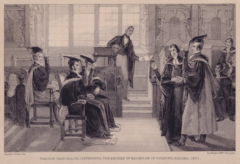 Wicekanclerz nadający stopień Bachelor of Divinity, Oxford, 1842 autorstwa English School