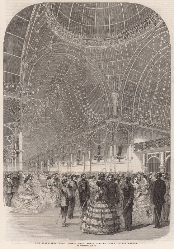 Bal Ochotników, Sala Kwiatowa, Royal Italian Opera, Covent Garden autorstwa English School