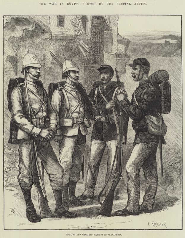 Wojna w Egipcie, angielscy i amerykańscy marines w Aleksandrii (rycina) autorstwa English School