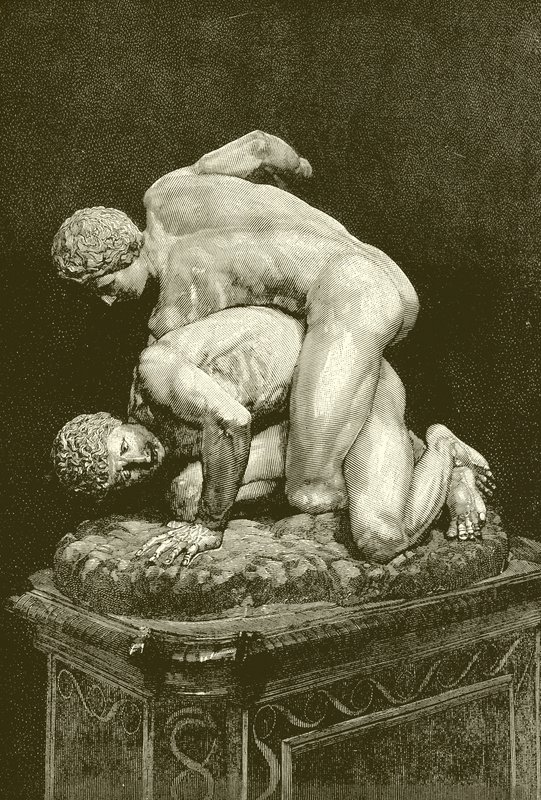 Zapaśnicy. Marmurowa grupa w Galerii Uffizi we Florencji (rycina) autorstwa English School