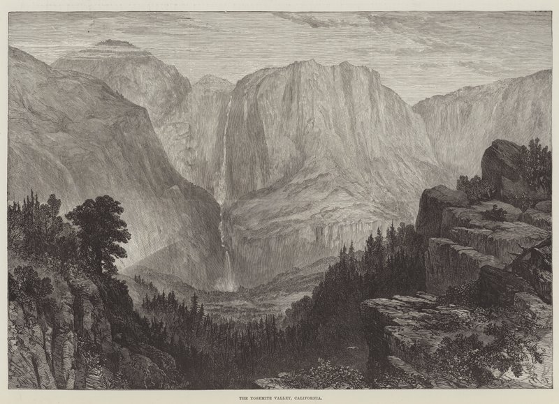Dolina Yosemite, Kalifornia (grawerowanie) autorstwa English School