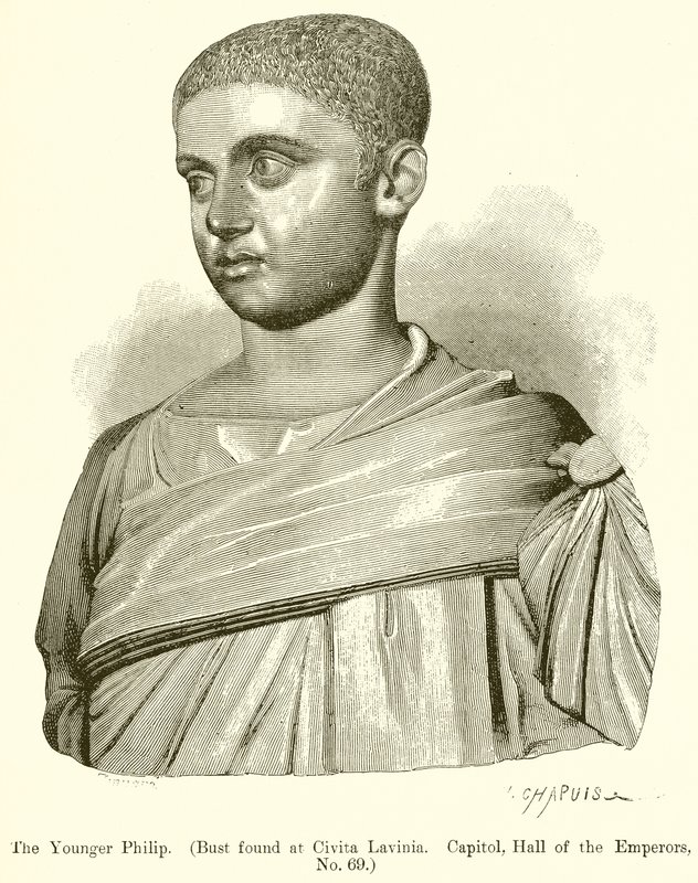 Młodszy Filip. (Popiersie znalezione w Civita Lavinia. Kapitol, Sala Cesarzy, nr 69) autorstwa English School
