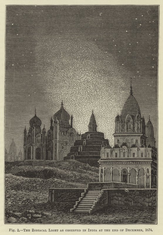 Światło zodiakalne obserwowane w Indiach pod koniec grudnia 1874 r autorstwa English School