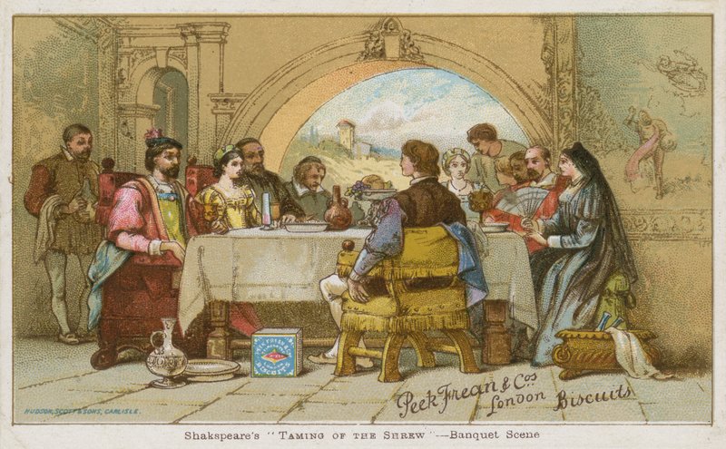 Scena bankietu z Szekspira Poskromienie złośnicy autorstwa English School