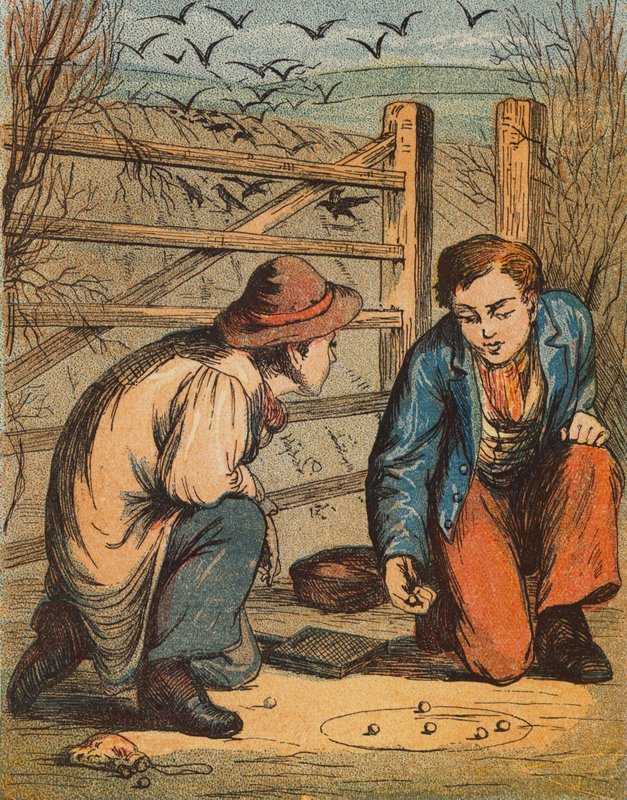 Nieostrożny opiekun wron (kolorowa litografia) autorstwa English School