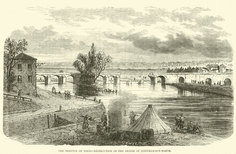 Obrona Paryża, zniszczenie mostu Joinville-sur-Marne, listopad 1870 autorstwa English School