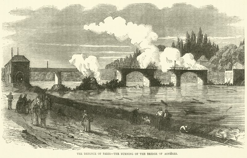 Obrona Paryża, spalenie mostu Asnieres, listopad 1870 autorstwa English School