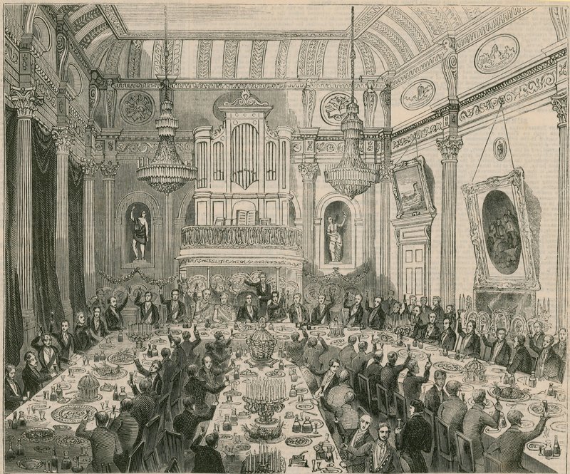 Kolacja wydana Sir H Hardinge przez East India Company, London Tavern, 1844 autorstwa English School