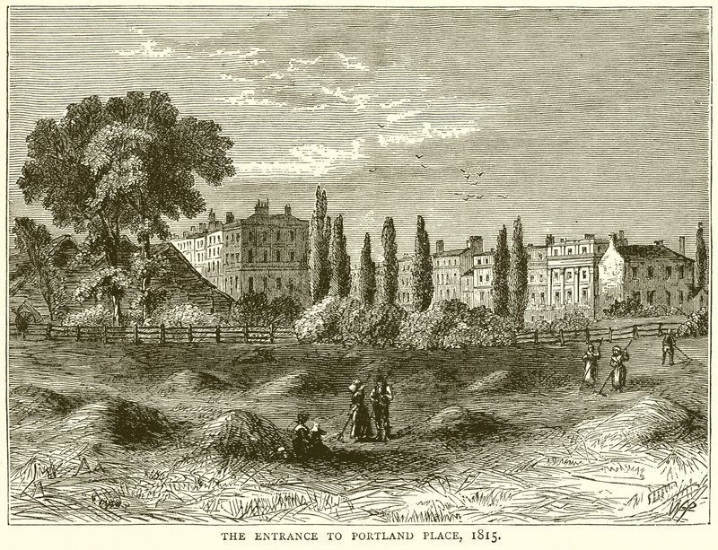Wejście do Portland Place, 1815 autorstwa English School