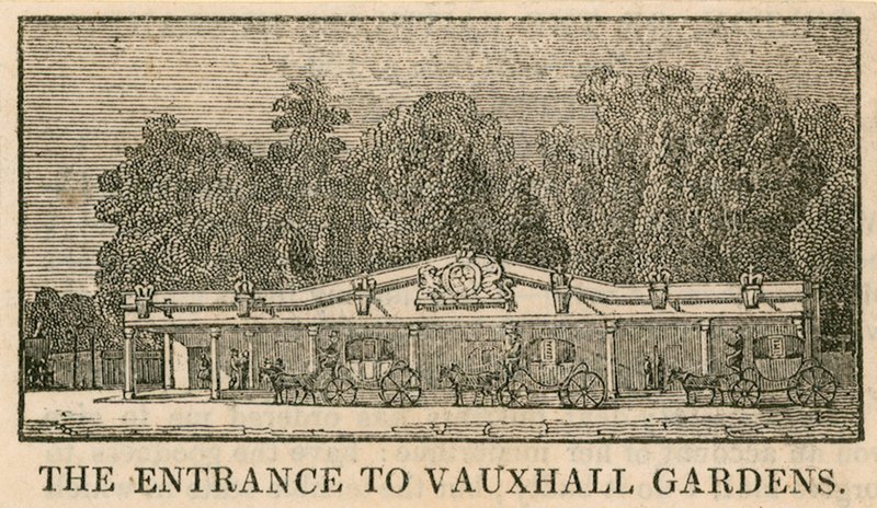 Wejście do Vauxhall Gardens w Londynie autorstwa English School