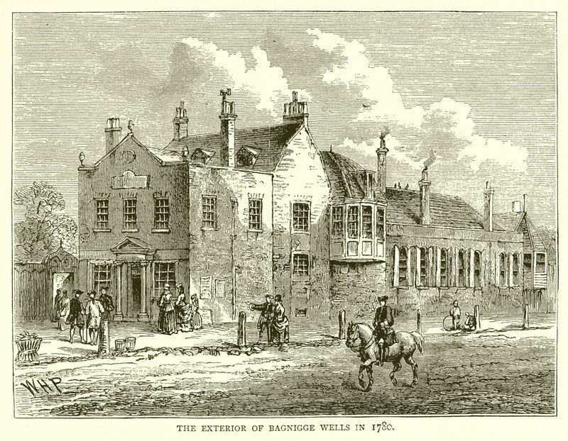 Zewnętrzna część Bagnigge Wells w 1780 r. autorstwa English School