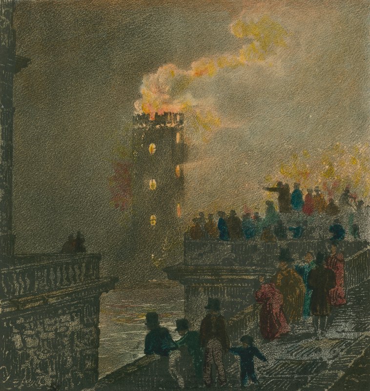 Pożar z mostu Waterloo 5 stycznia 1826 r. autorstwa English School