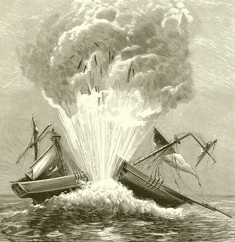 Pierwsza torpeda, 1805 autorstwa English School