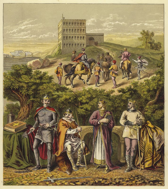 Czterech normańskich królów Anglii; Król Wilhelm I, król Wilhelm II, król Henryk I, król Stefan autorstwa English School