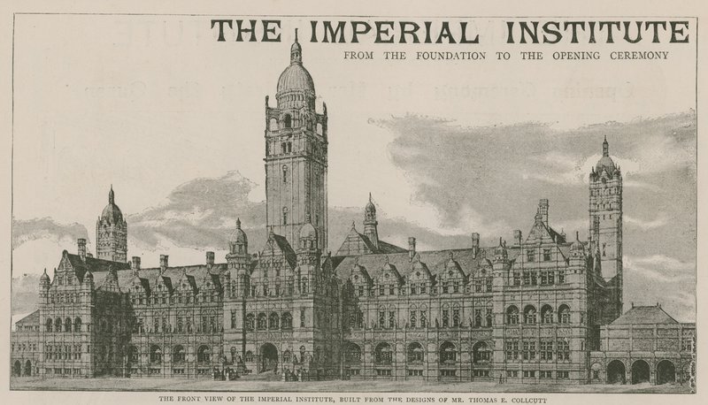 Widok z przodu Imperial Institute, zbudowany na podstawie projektów pana Thomasa E Collcutta autorstwa English School