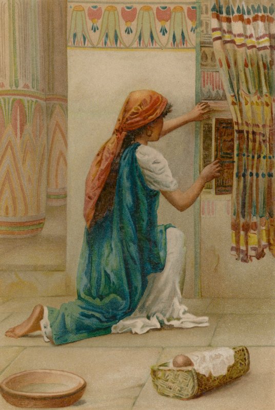 Ukrycie Mojżesza (chromolit) autorstwa English School