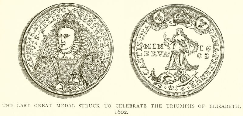 Ostatni wielki medal wybity z okazji triumfów Elżbiety, 1602 r autorstwa English School