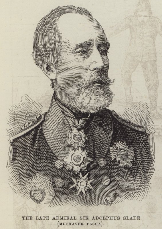 Nieżyjący admirał Sir Adolphus Slade, Muchaver Pasza (rycina) autorstwa English School