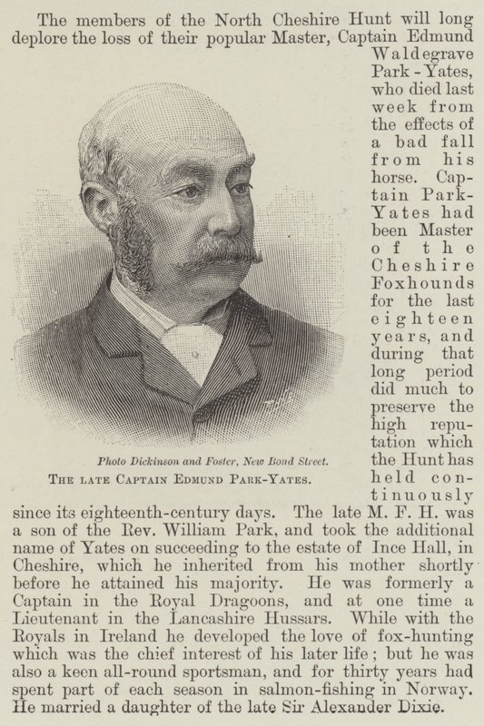 Nieżyjący już kapitan Edmund Park-Yates (grafika) autorstwa English School