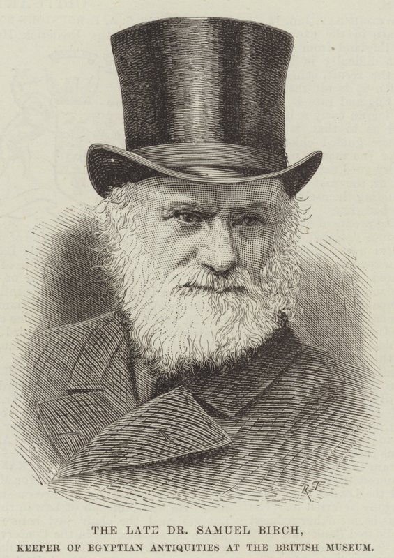Nieżyjący już dr Samuel Birch, opiekun zabytków egipskich w British Museum (rycina) autorstwa English School