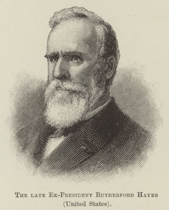 Nieżyjący były prezydent Rutherford Hayes, Stany Zjednoczone (grawerowanie) autorstwa English School