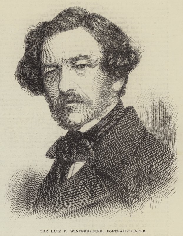 Nieżyjący już F Winterhalter, Portret-Malarz (grafika) autorstwa English School