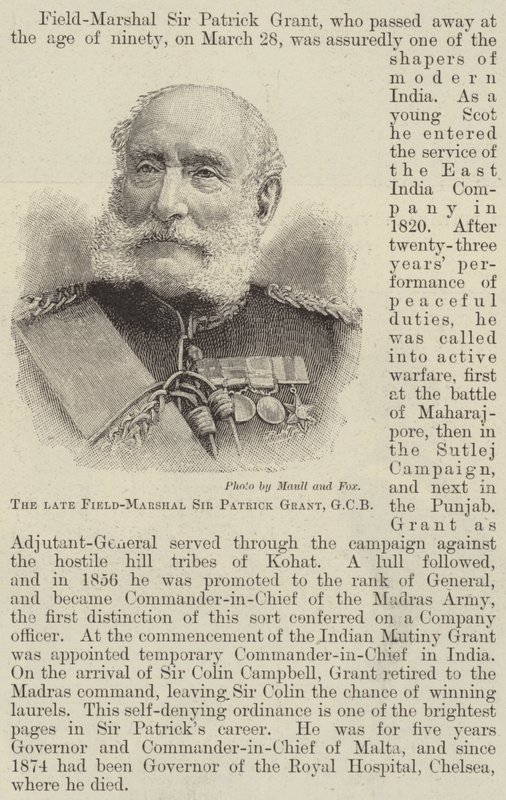 Zmarły feldmarszałek Sir Patrick Grant, GCB (grafika) autorstwa English School