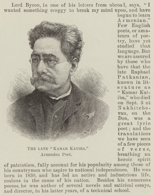 Nieżyjący już „Kamar Katiba”, poeta ormiański (rycina) autorstwa English School