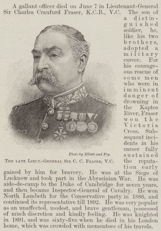 Nieżyjący generał porucznik Sir CC Fraser, VC (grafika) autorstwa English School