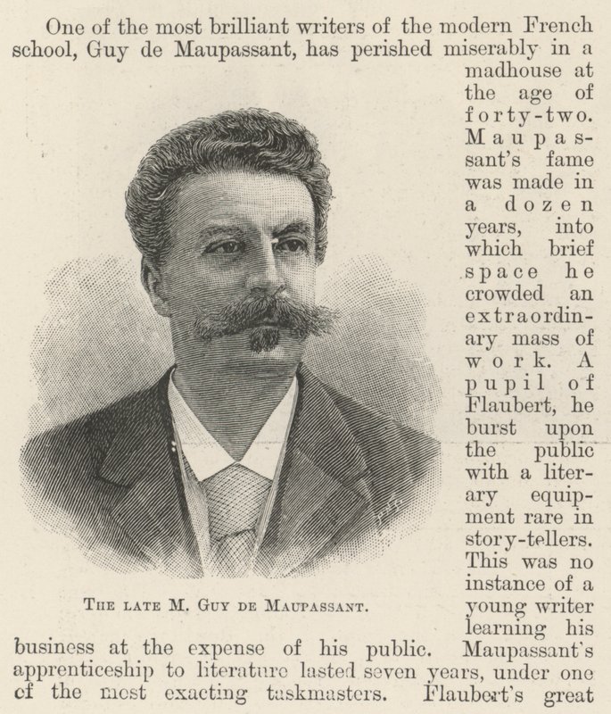Nieżyjący M Guy de Maupassant (grafika) autorstwa English School