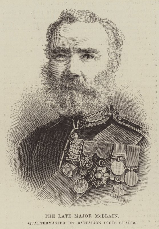 Nieżyjący już major McBlain, kwatermistrz 1. Batalionu Scots Guards (grafika) autorstwa English School