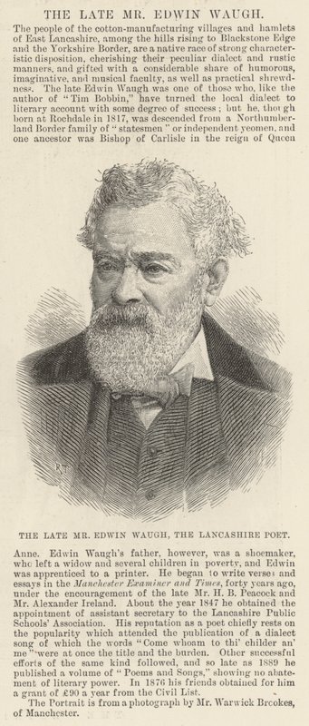 Nieżyjący już pan Edwin Waugh, poeta Lancashire (grafika) autorstwa English School