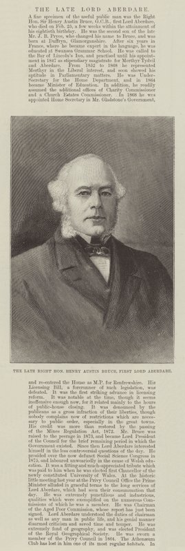 Nieżyjący Wielce Honorowy Henry Austin Bruce, Pierwszy Lord Aberdare (rycina) autorstwa English School
