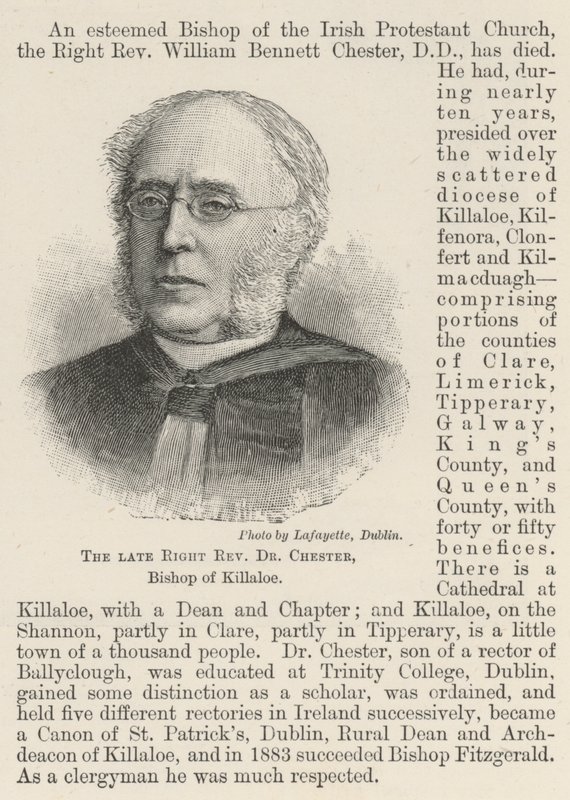 Nieżyjący wielebny dr Chester, biskup Killaloe (rycina) autorstwa English School