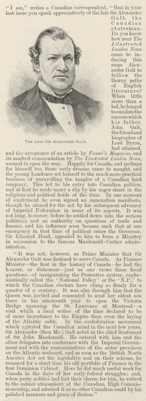 Nieżyjący już Sir Alexander Galt (grafika) autorstwa English School