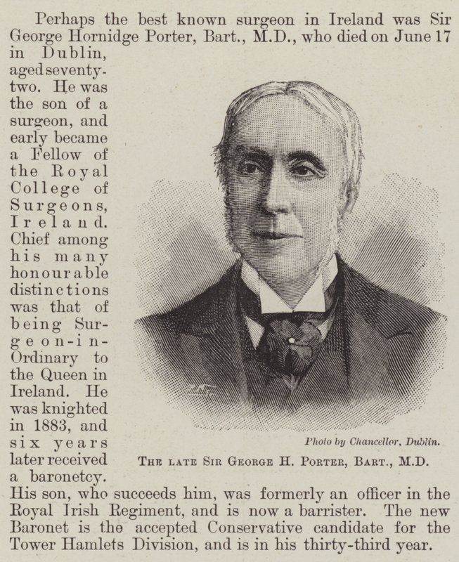 Nieżyjący już Sir George H Porter, Baronet, MD (grafika) autorstwa English School