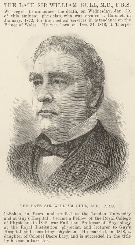 Nieżyjący już Sir William Gull, MD, FRS (Grawerowanie) autorstwa English School