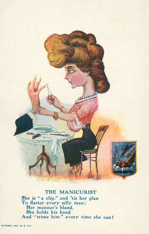 Manikiurzystka (kolorowa litografia) autorstwa English School