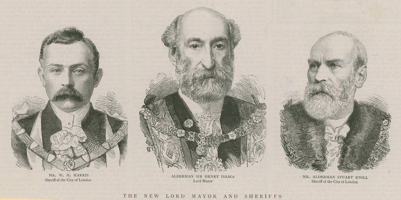 Nowy lord burmistrz i szeryfowie: radny sir Henry Isaacs, lord burmistrz autorstwa English School