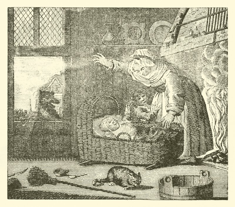 Pielęgniarka i wilk (rycina) autorstwa English School