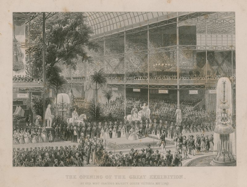 Otwarcie Wielkiej Wystawy Jej Najmilszej Królewskiej Mości Królowej Wiktorii, 1 maja 1851 r. autorstwa English School