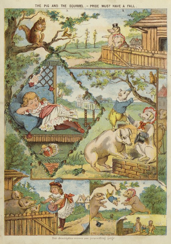 Świnia i wiewiórka - duma musi spaść (chromolitho) autorstwa English School